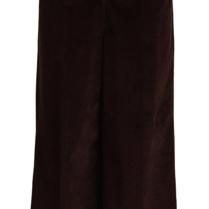 Dolce & Gabbana Brown Cotton High Waist Trouser Wide Leg Pants