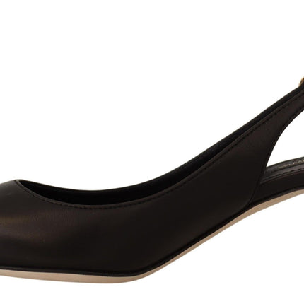 Dolce & Gabbana Black Leather Slingbacks Heels Pumps Shoes