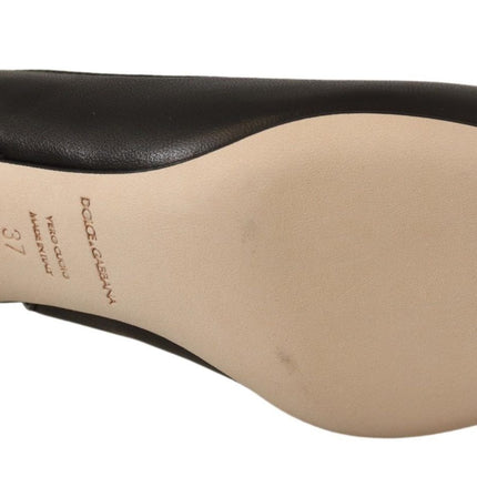 Dolce & Gabbana Black Leather Slingbacks Heels Pumps Shoes
