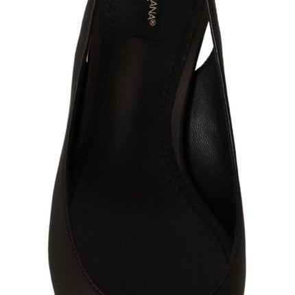 Dolce & Gabbana Black Leather Slingbacks Heels Pumps Shoes