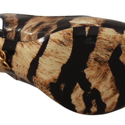 Dolce & Gabbana Brown Slingbacks Leather Tiger Shoes
