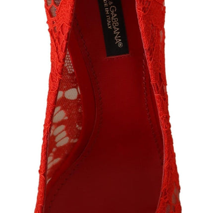 Dolce & Gabbana Red Taormina Lace Crystal Heels Pumps