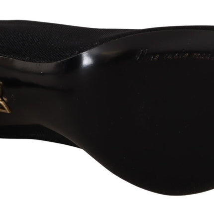 Dolce & Gabbana Black Tulle Stretch Boots Pumps Shoes