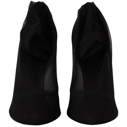 Dolce & Gabbana Black Tulle Stretch Boots Pumps Shoes