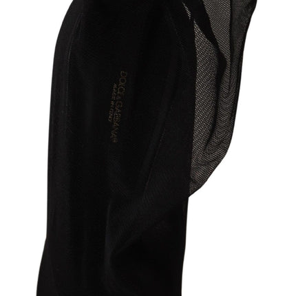 Dolce & Gabbana Black Stretch Tulle Stretch Boots Shoes