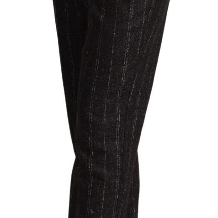 Dolce & Gabbana Black Striped High Waist Tapered Pants