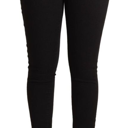 Dolce & Gabbana Black Cotton Mid Waist Denim Slim Fit Jeans