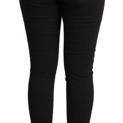 Dolce & Gabbana Black Cotton Mid Waist Denim Slim Fit Jeans
