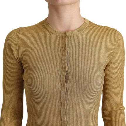 Dolce & Gabbana Gold Viscose Blend Buttons Cardigan Sweater