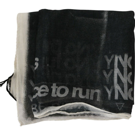 Costume National Dark Gray Wool Foulard Branded Scarf