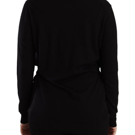 Dolce & Gabbana Black Wool V-neck Long Sleeves Pullover Top