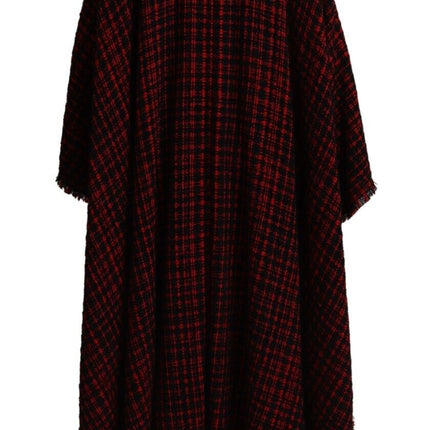 Dolce & Gabbana Black Red Cotton Checkered Over Coat Jacket