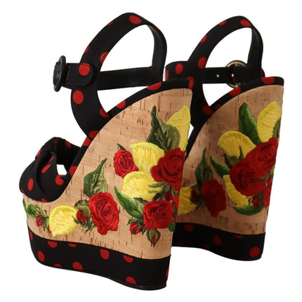 Dolce & Gabbana Multicolor Platform Wedges Sandals Charmeuse Shoes