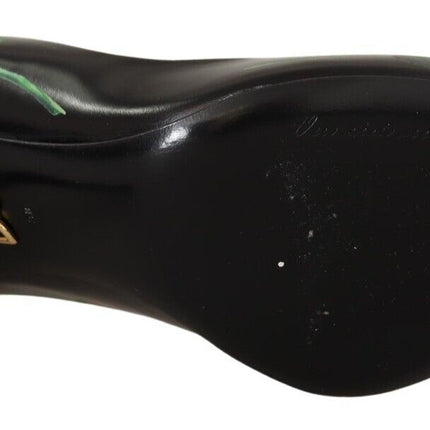 Dolce & Gabbana Black Leather Roses High Heels Pumps Shoes