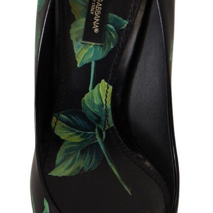 Dolce & Gabbana Black Leather Roses High Heels Pumps Shoes