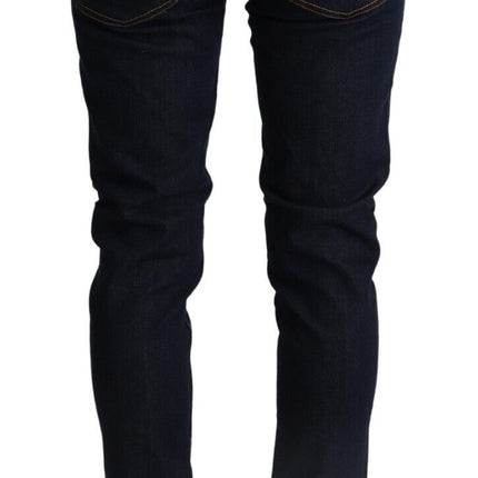 Acht Blue Cotton Low Waist Slim Fit Denim Women Trouser Jeans