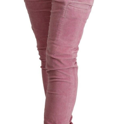 Acht Pink Cotton Low Waist Skinny Denim Cargo Jeans