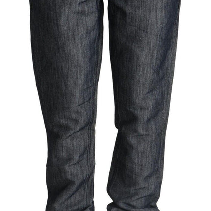Acht Dark Gray Ramie Mid Wide Waist Straight Denim Jeans