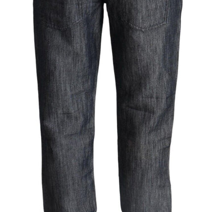 Acht Dark Gray Ramie Mid Wide Waist Straight Denim Jeans