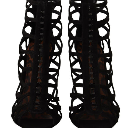 Dolce & Gabbana Black Suede Stiletto Heels Bette Sandals Shoes
