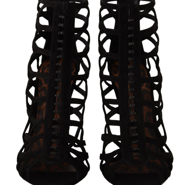 Dolce & Gabbana Black Suede Stiletto Heels Bette Sandals Shoes