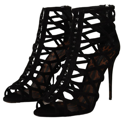 Dolce & Gabbana Black Suede Stiletto Heels Bette Sandals Shoes