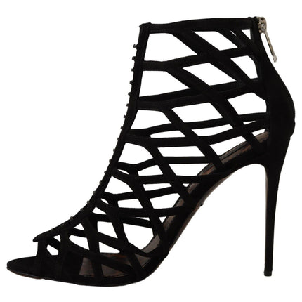 Dolce & Gabbana Black Suede Stiletto Heels Bette Sandals Shoes