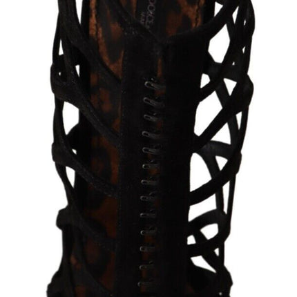 Dolce & Gabbana Black Suede Stiletto Heels Bette Sandals Shoes