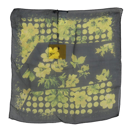 GF Ferre Black Yellow Floral Wrap Shawl Foulard Scarf