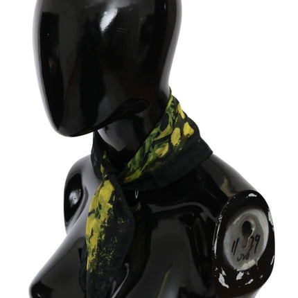 GF Ferre Black Yellow Floral Wrap Shawl Foulard Scarf