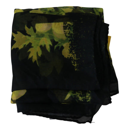 GF Ferre Black Yellow Floral Wrap Shawl Foulard Scarf