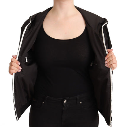 Dolce & Gabbana Black Polyester Hooded Bomber Full Zip Jacket
