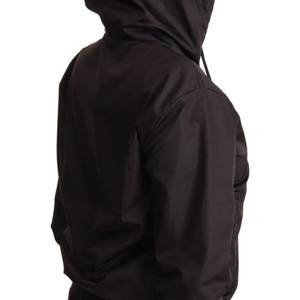 Dolce & Gabbana Black Polyester Hooded Bomber Full Zip Jacket