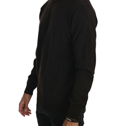 MILA SCHÖN Brown Turtle Neck Pullover Wool Sweater