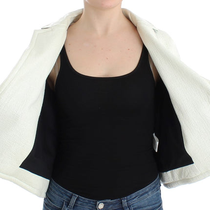 Andrea Pompilio White Black Cropped Leather Jacket