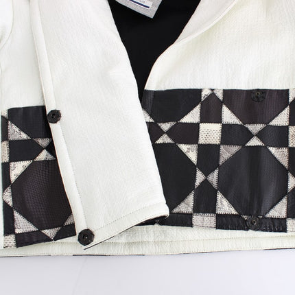 Andrea Pompilio White Black Cropped Leather Jacket