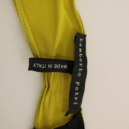 Lamberto Petri Black Yellow Silk Shift Sheath Coctail Dress
