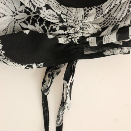 Sachin & Babi Black Silk Floral Pattern Shift Coctail Dress