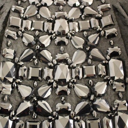 Dolce & Gabbana Black Crystal Handmade Above Knee Skirt