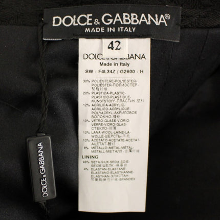Dolce & Gabbana Black Crystal Handmade Above Knee Skirt
