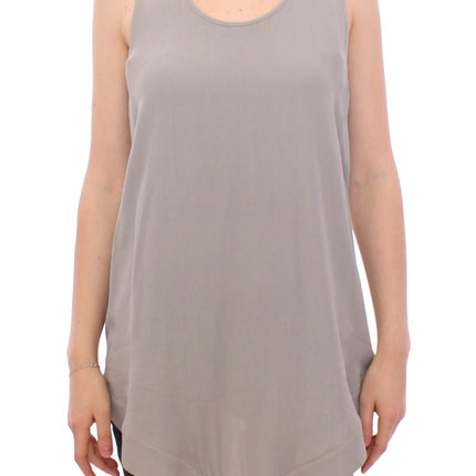 Comeforbreakfast Gray Viscose Tank Top Shirt Blouse