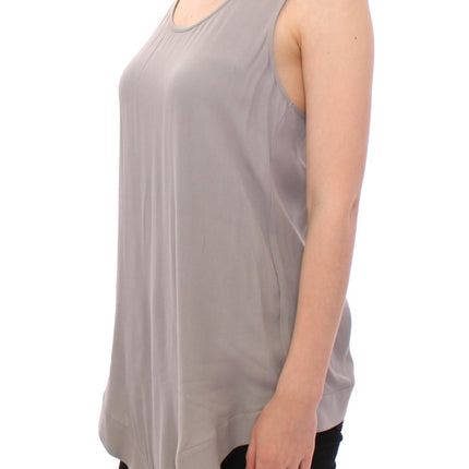 Comeforbreakfast Gray Viscose Tank Top Shirt Blouse