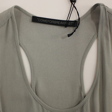 Comeforbreakfast Gray Viscose Tank Top Shirt Blouse