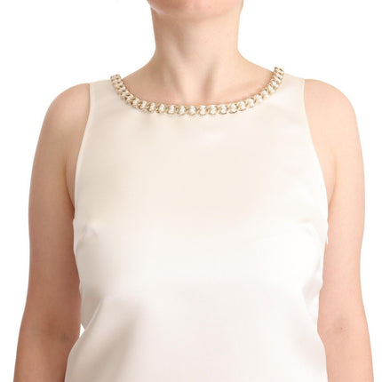 Elisabetta Franchi White Polyester Sleeveless Mini Shift Dress