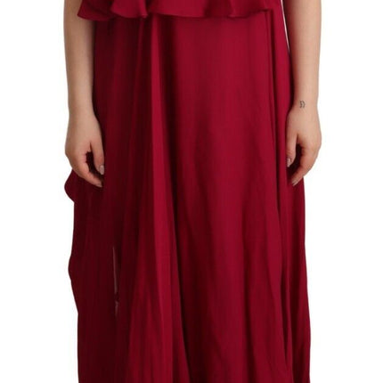 PLEIN SUD Orchid Silk Sleeveless Long Maxi Ruffle Shift Dress