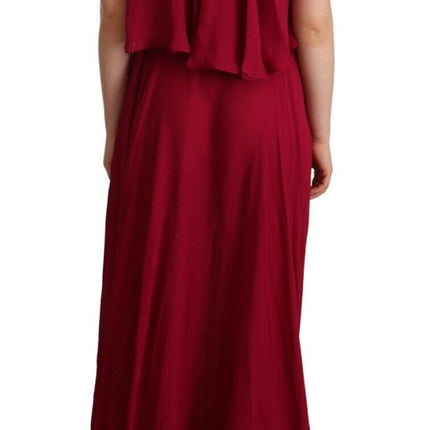 PLEIN SUD Orchid Silk Sleeveless Long Maxi Ruffle Shift Dress