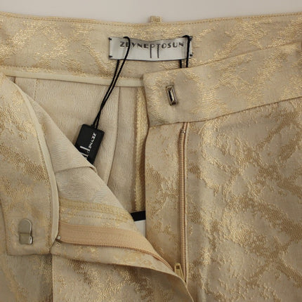 Zeyneptosun Beige Brocade Above Knee Shorts