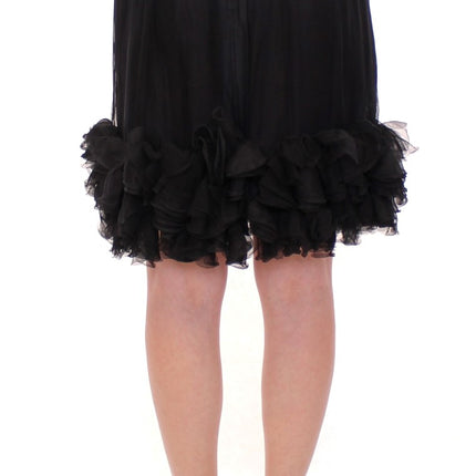 Dolce & Gabbana Black Silk Transparent Above Knees Skirt