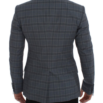 Dolce & Gabbana Blue Checkered Slim Fit Blazer Jacket