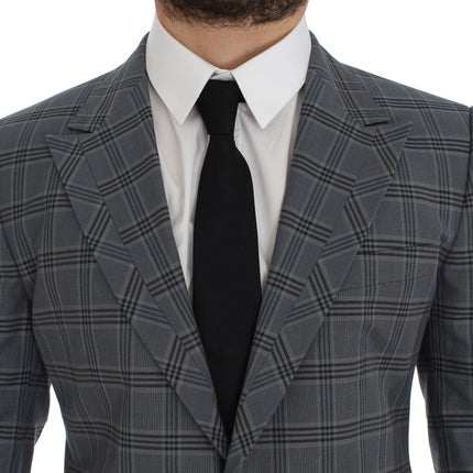 Dolce & Gabbana Blue Checkered Slim Fit Blazer Jacket